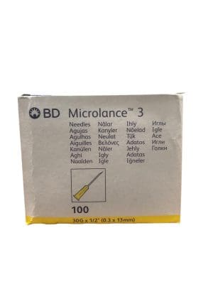 BD Microlance 3, 30G x 1/2″ (100 Pack)